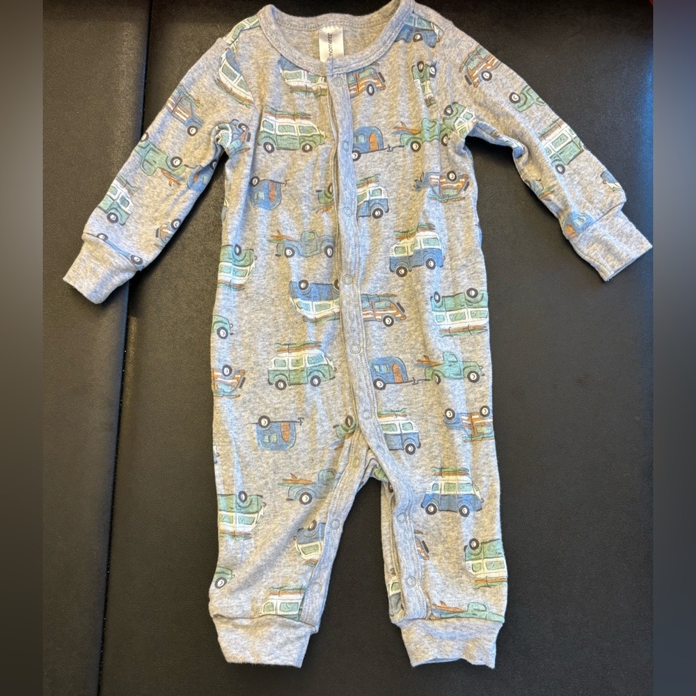 Gray Kids One Piece with Car Print